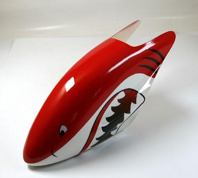 Painted Fiberglass Canopy for 450 Helicopter - Red Shark