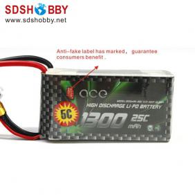 Gens ACE New Design High Quality 1300mAh 25C 3S 11.1V Lipo Battery with T Plug