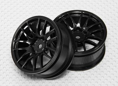 1:10 Scale Wheel Set (2pcs) Black Split 7-Spoke RC Car 26mm (No Offset)