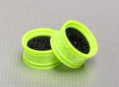 1:10 Scale Wheel Set (2pcs) Neon Green/Black Multi-Spoke RC Car 26mm