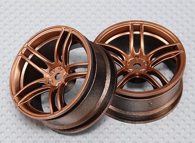 1:10 Scale Wheel Set (2pcs) Bronze Split 5-Spoke RC Car 26mm (3mm offset)