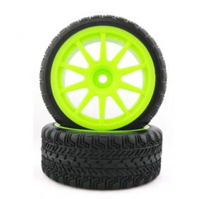 Wheels Set for HSP 1/10 Racing Car with green Hub Rim 20134 (2pcs)