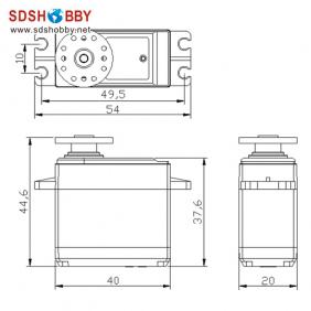 Power HD 6.5kg/ 40g Analog Servo HD-6001HB with Plastic Gear 25T, Double Bearings