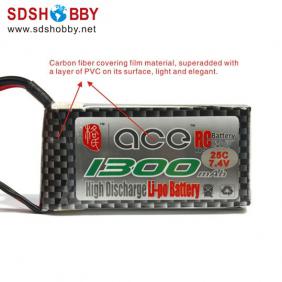 Gens ACE New Design High Quality 1300mAh 25C 2S 7.4V Lipo Battery with T Plug