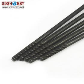 Black steel wire push rod Φ1.8 × 250mm (one tooth) for RC plane 5 pcs per pack