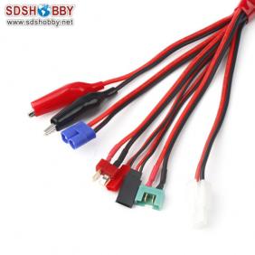 Output L350mm/18AWG Multi-Charging Cable Set with T plug, Banana Connector, Crocodile Connector, Futaba Connector, JST Connector, Tamiya Connector and Six Pin Connector