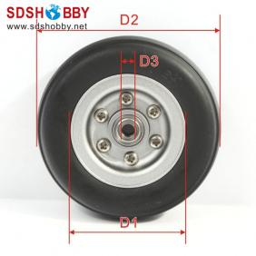 RC Airplane Rubber Wheel 2.25'' with CNC Aluminum Hub (D56xΦ4.0xH21.5mm)