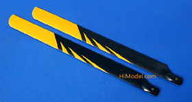 430mm Fiberglass Main Blades for 500 Class Electric Helicopters (Black/Yellow)