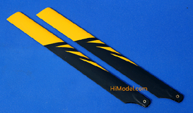 325mm Fiberglass Main Blades for 450 Class Electric Helicopters (Black/Yellow)