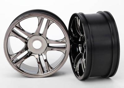 Traxxas Wheels Split Spoke Black Chrome Rear XO-1 (2) TRA6476