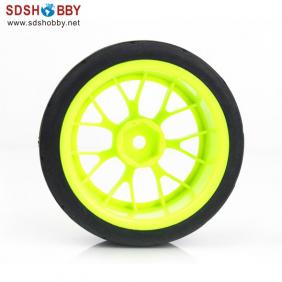 Wheels Set For 1/10 Racing Car With  Green  Hub Rim (2pcs)