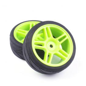 Wheels Set For 1/10 Racing Car With  Green  Hub Rim (2pcs)