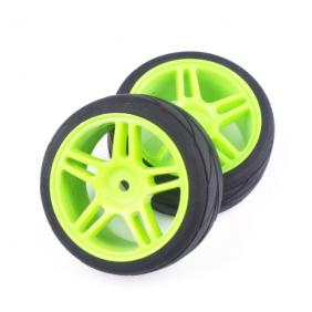 Wheels Set For 1/10 Racing Car With  Green  Hub Rim (2pcs)