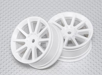 1:10 Scale Wheel Set (2pcs) White 10-Spoke RC Car 26mm (No Offset)