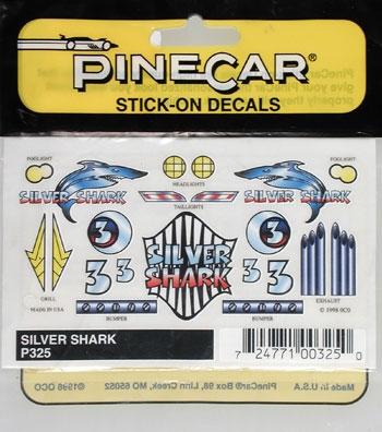 PineCar Silver Shark Stick-On Decal PINP325