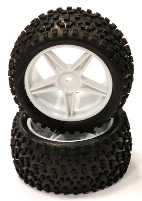 Integy Pre-Mounted 1/10 Rr Buggy 5 Spoke 40mm All Terrain Tires White INTC24168WHITE