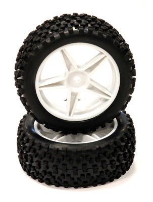 Integy Pre-Mounted 1/10 Fr Buggy 5 Spoke 32mm All Terrain Tires White INTC24167WHITE