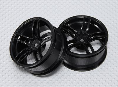 1:10 Scale Wheel Set (2pcs) Black Split 5-Spoke RC Car 26mm (3mm Offset)