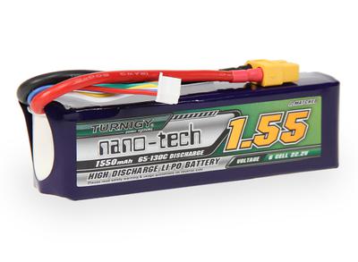 Turnigy nano-tech 1550mah 6S 65~130C Lipo Pack (450L Heli)