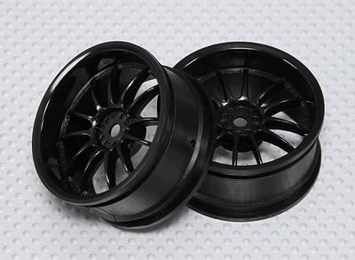 1:10 Scale Wheel Set (2pcs) Black Split 6-Spoke RC Car 26mm (3mm Offset)