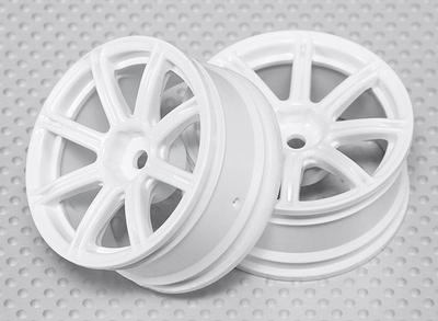 1:10 Scale Wheel Set (2pcs) White 8-Spoke RC Car 26mm (no offset)