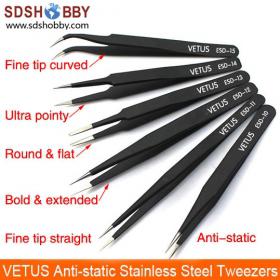 VETUS Anti-static High-precision Stainless Steel Tweezers/ Cuspidal Nipper/ Bent Clamp