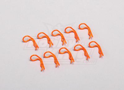 Dayglo Orange Small-ring Body Clips (90 deg) 10Pc