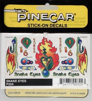 PineCar Snake Eyes Stick-On Decal PINP324