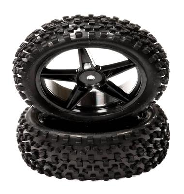 Integy Pre-Mounted 1/10 Rr Buggy 5 Spoke 40mm All Terrain Tires Black INTC24168BLACK