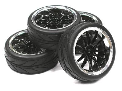 Integy Dual 6 Spoke Complete Wheel/Tire Set (4) INTC23442BLACK