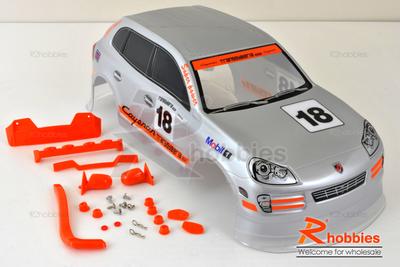 1/10 Porsche Cayenne Turbo Analog Painted RC Car Body with Rear Spoiler &amp; Mirror (Silver)